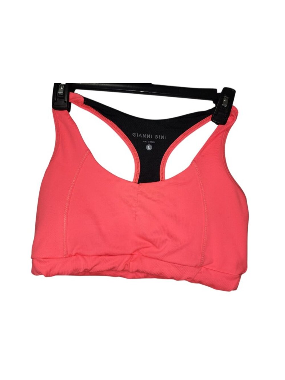 Gianni Bini Sports Bra Womens L Neon Coral Racerback Athletic Workout Gym